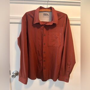 Eddie Bauer Long Sleeve Button Up Shirt Men's Small Pockets Terracotta L Outdoor